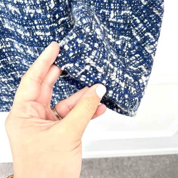 J.Crew Factory Blue Tweed Wool Blend City Coat Size 2 - Picture 7 of 8